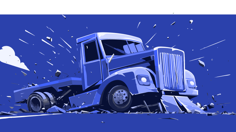 Illustration of an 18-wheeler truck accident symbolizing legal help from truck accident attorneys for maximum recovery