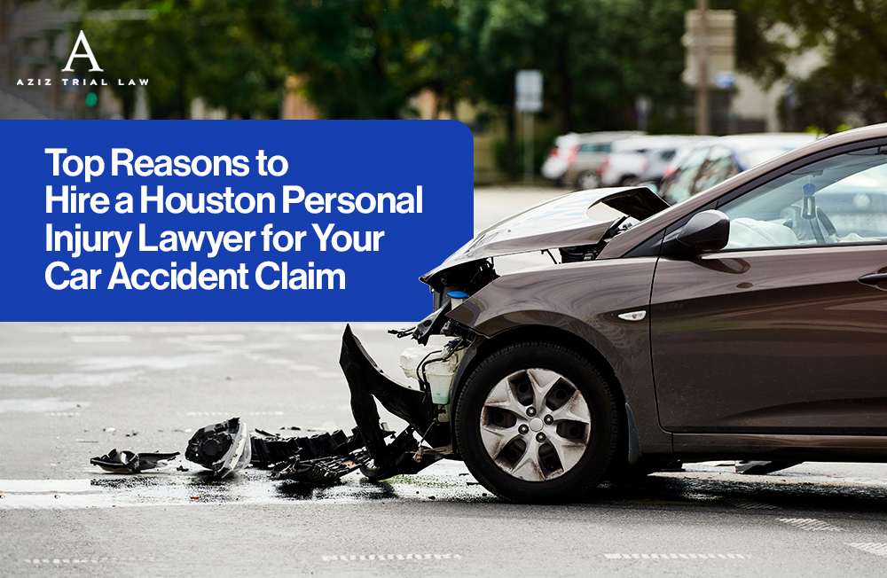 Houston personal injury lawyer helping with car accident claims — Aziz Trial Law provides legal representation for auto accident victims seeking compensation